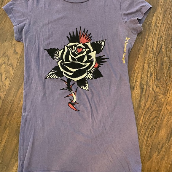 ED HARDY T Shirt BLACK ROSE design top XS - Picture 8 of 8